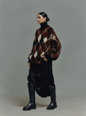 Loose Fit Long Sleeve High Collar Casual Style Winter Sweater Straight Tube Sleeves Regular Length Top For Women