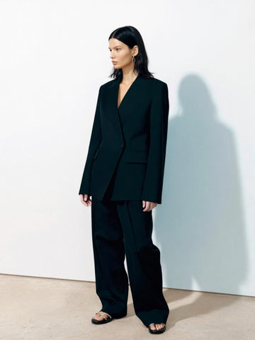 Autumn Blazers 2025 Women's Decent Plain Long Sleeve Lapel Loose Fit Office Lady Blazers