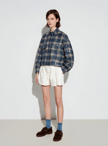 Women's Shorts Summer Fashion Daily 2025 Elegant Chic Checked Short Sleeve Casual Shorts