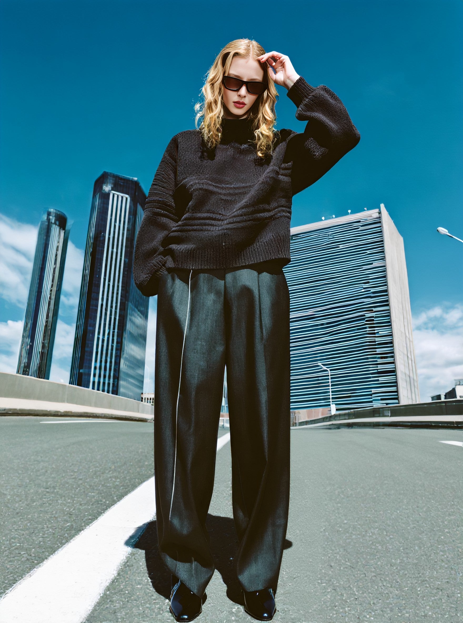 Loose Fit Long Sleeve Sweater Casual Style Half High Collar Straight Sleeve Autumn Top Women's Fashion Comfortable Knitwear