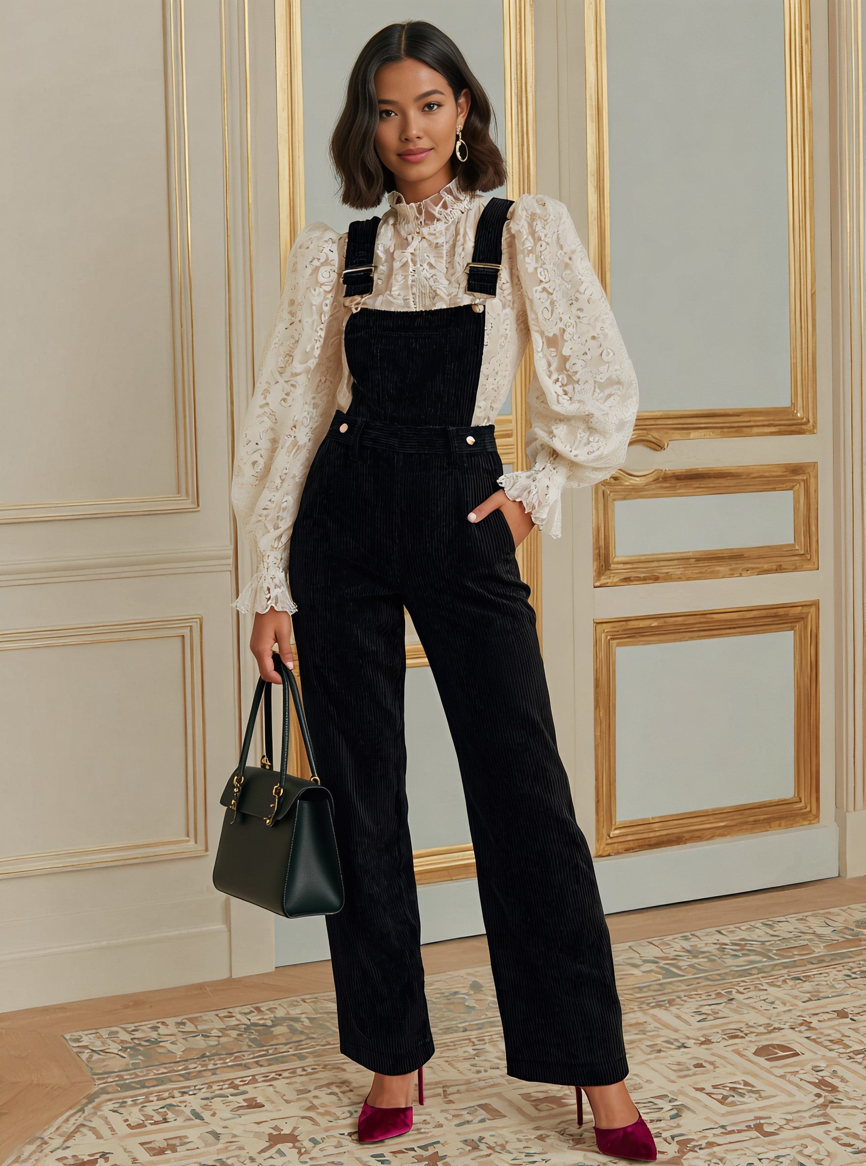 Autumn Casual Fitted Jumpsuit Women's Bottom Wear One-Piece Suit Comfortable Style No Collar