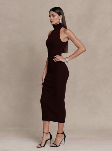 Casual Fitted High Collar Mid-Length Dress Autumn Sleeveless Pencil Skirt Style Women's Fashion Outerwear