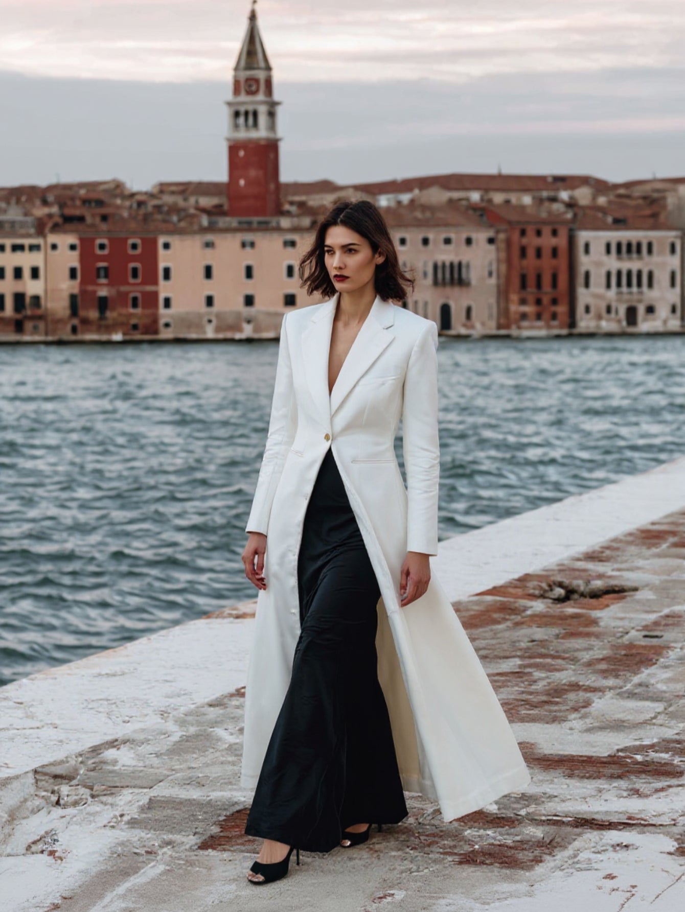 Autumn Trench Coat 2025 Women's Elegant Plain Long Sleeve Shawl Collar Basics Long Trench Coat