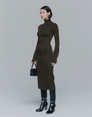 Winter Tight Fit Dress Casual High Collar Mid-Length Skirt Straight Sleeve Women's Clothing Fashion Style