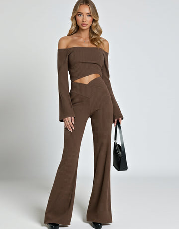 Trendy Women's Long Knitted Micro-Sweatpants V-Shaped Waist Hip Lifting European And American Style for Autumn Winter