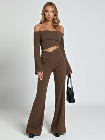 Trendy Women's Long Knitted Micro-Sweatpants V-Shaped Waist Hip Lifting European And American Style for Autumn Winter