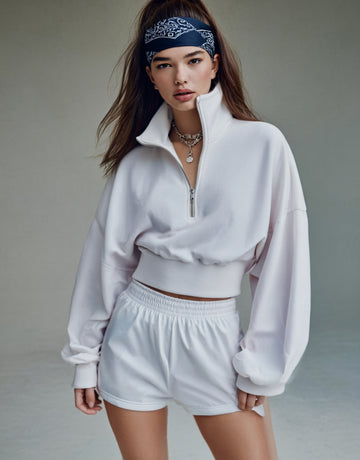 Women's Sweatshirts Autumn Winter Streetwear Chic Plain Zipper Long Sleeve Stand Collar Casual Pullover