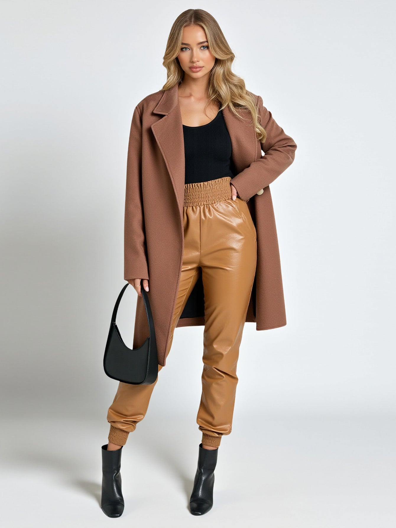 Women's Casual Fashion Leather Pants Street Trend Locomotive Wind European And American Style Autumn Winter Waist 22-25 Years