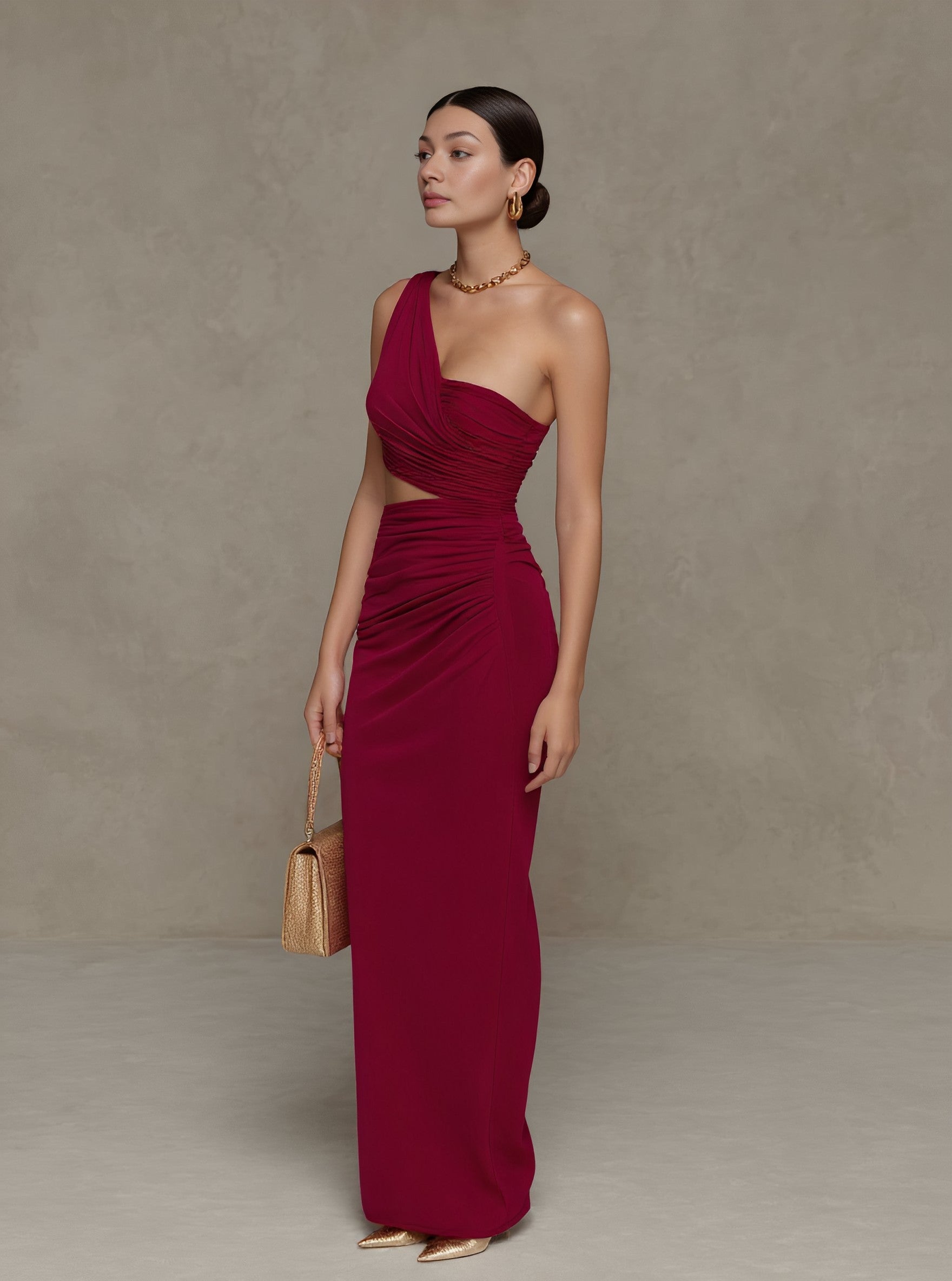 Casual Wrap Dress Tight Fit Sleeveless Asymmetrical Shoulder Design Mid-Length A-Line Skirt Style Women's Fashion Dress