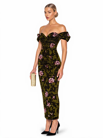 Autumn Winter Tight Fit Heart Collar Party Dress Mid-Length Skirt Style Off Shoulder Women's Clothing Fashion Dress