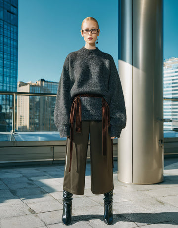 Loose Fit Long Sleeve Round Neck Sweater Casual Style Straight Tube Sleeve Regular Length Women's Top Autumn Fashion