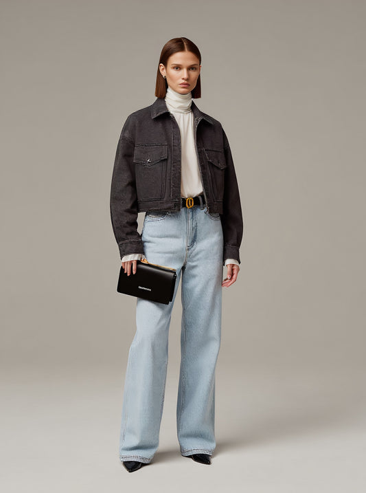 Casual Denim Jacket Autumn Style Women's Fashion Outerwear Casual Loose Fit Classic Blue Denim Coat For Ladies