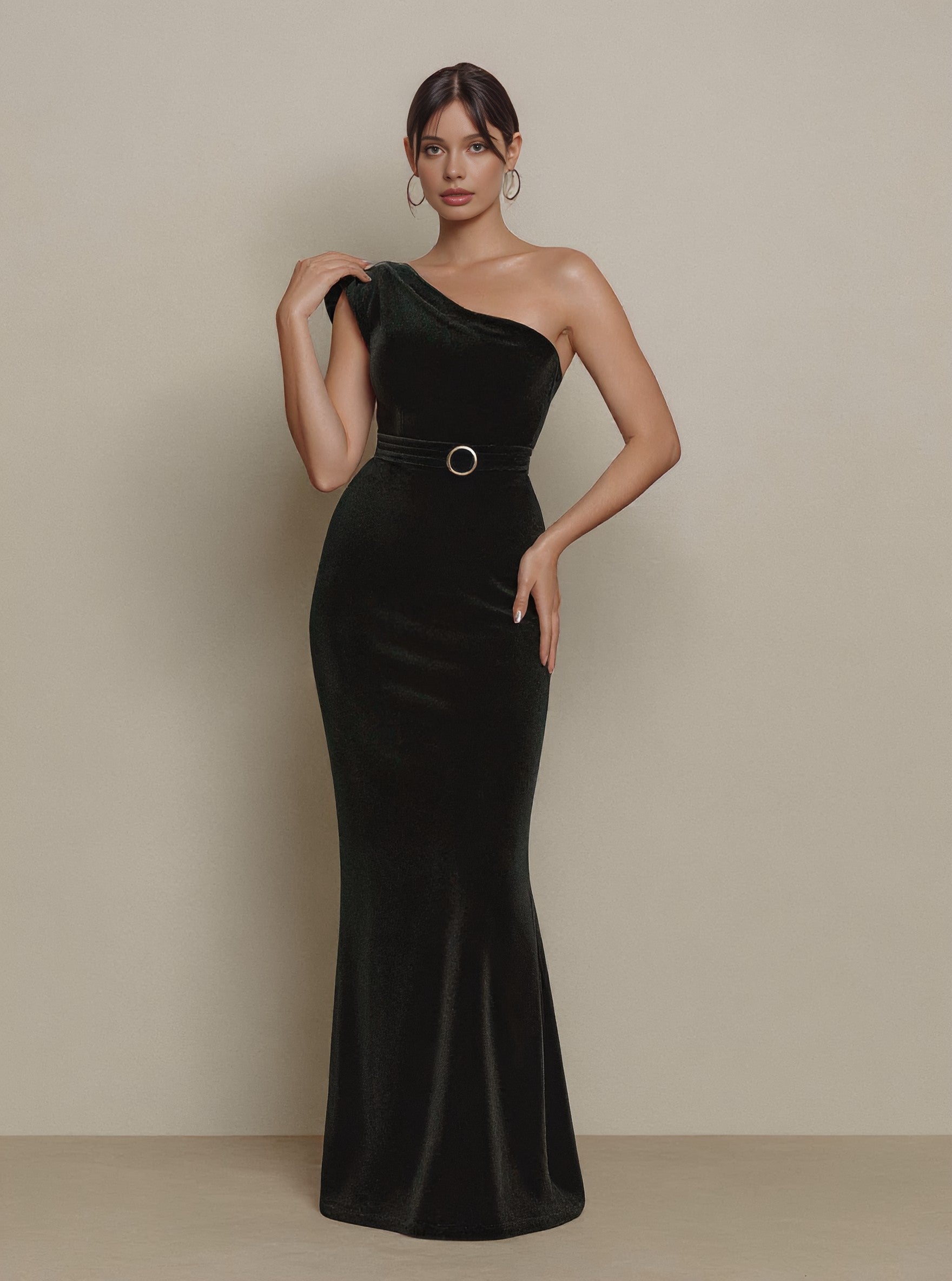 Autumn Tight Fish Tail Dress Casual Style Shoulder Off Sleeveless Medium Length Fashionable Women's Gown