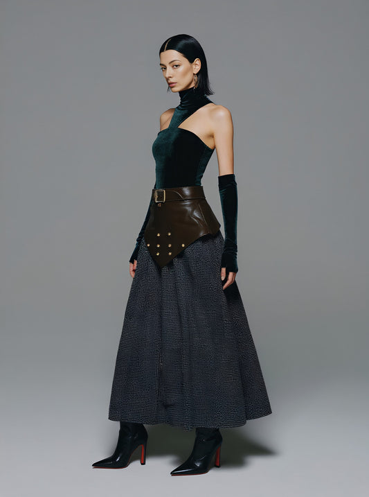 Winter Casual Loose Mid-Length Skirt Regular Waistline A-Line Skirt Women's Fashionable Winter Clothing