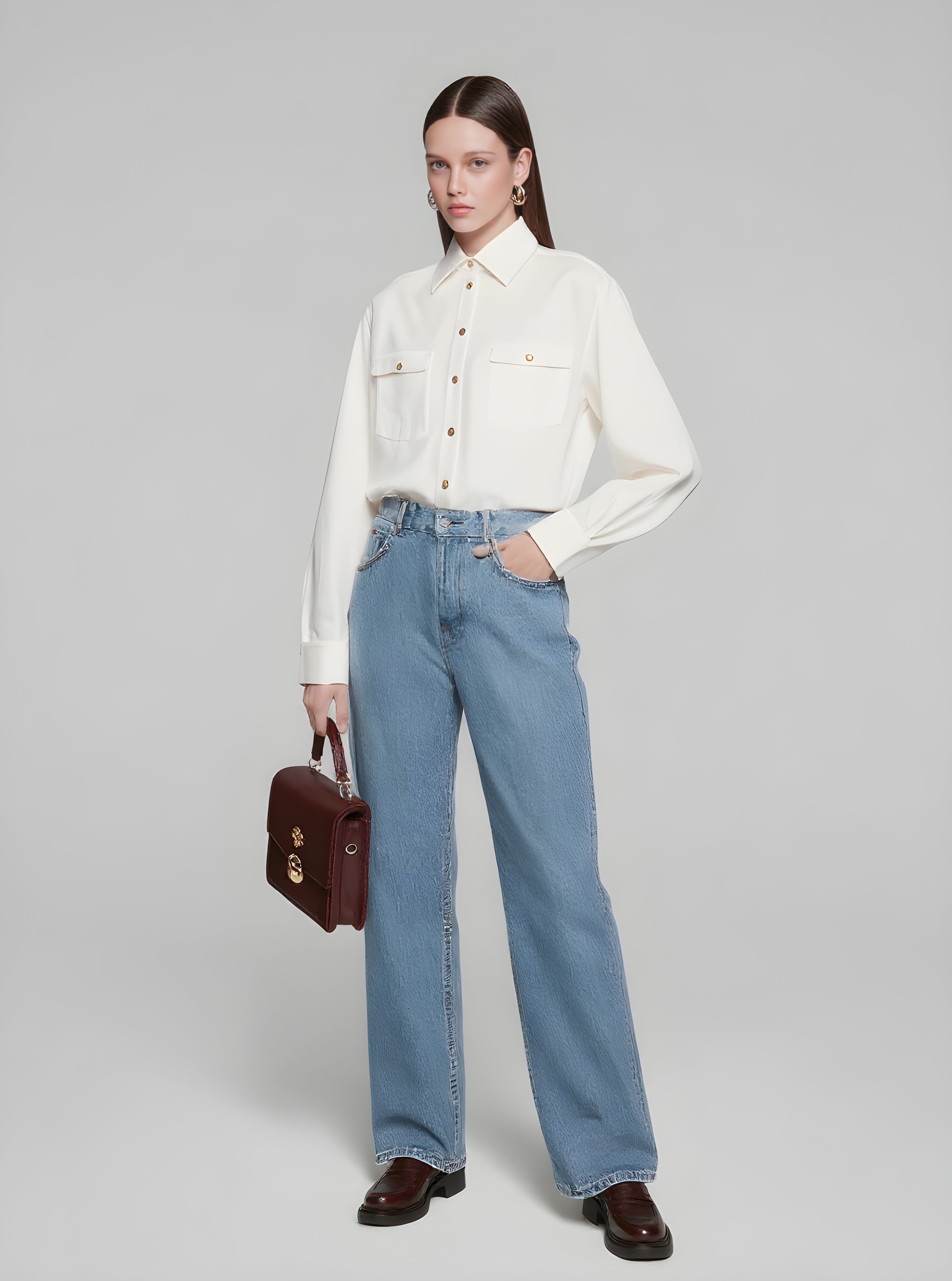 Women's Shirts Autumn Winter 2025 Elegant Buttoned Plain Long Sleeve Turn-down Collar Casual Shirts