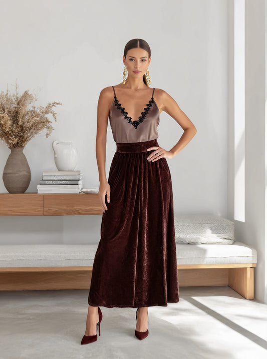 Autumn Casual A-Line Midi Skirt Regular Waistline Comfortable Fit Women's Fashion Outerwear