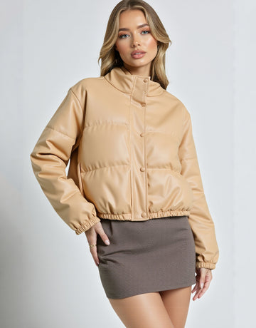 Women's Loose Cotton-Padded Jacket European American Style  Casual Comfortable Outerwear Solid Color Long Sleeve High Neck