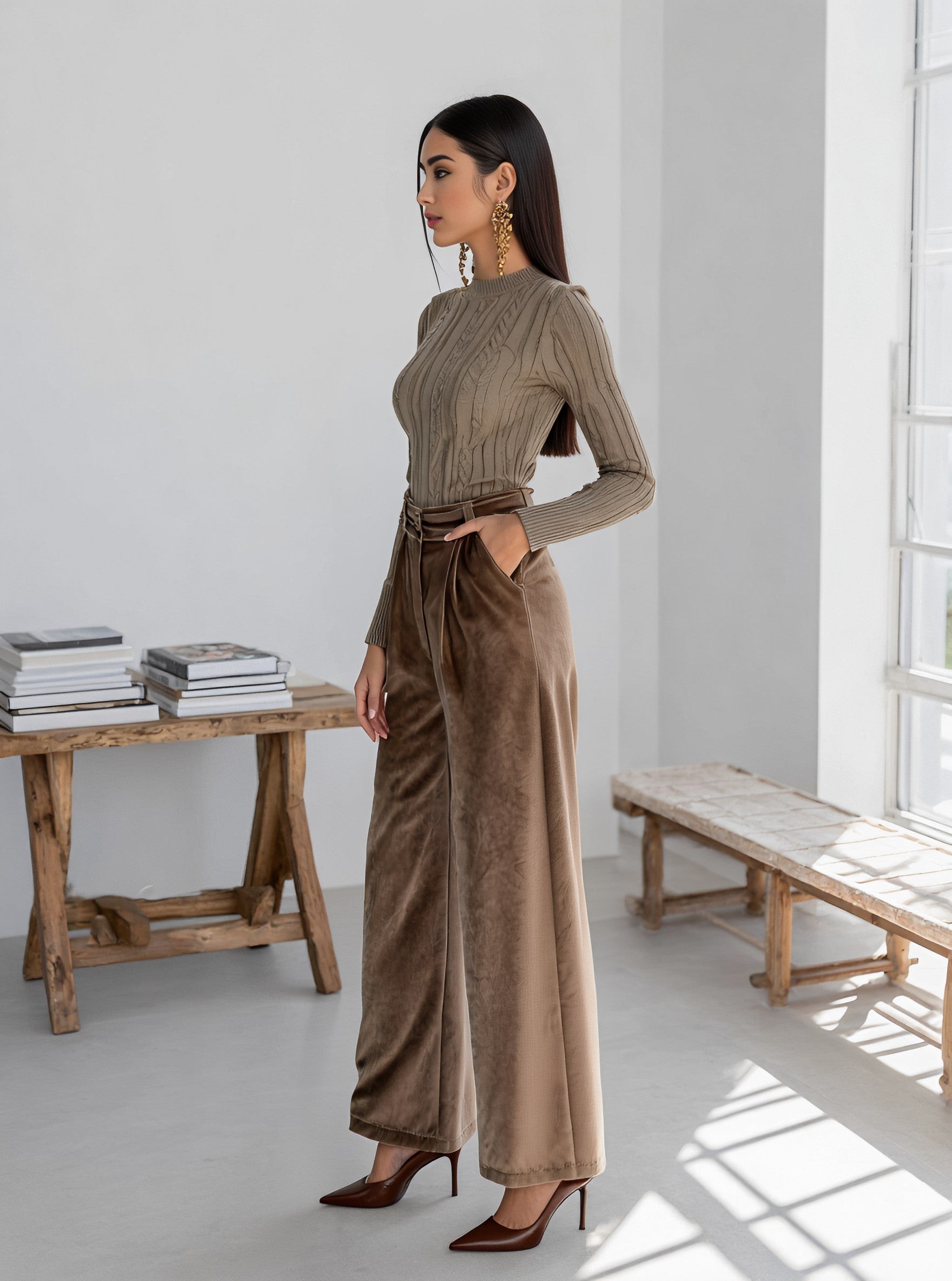 Casual Straight Leg Pants Full Length Fit Mid Waist Autumn Fashion Women's Bottom Wear Comfortable Loose Trousers