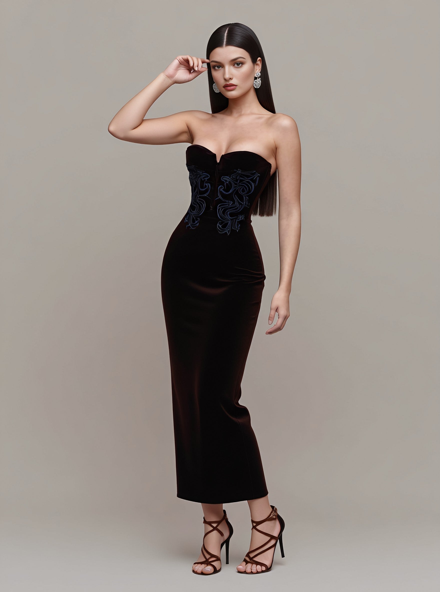 Autumn Casual Fit Mid-Length Sleeveless Pencil Dress Women's Fashion Skirt Style No Collar No Sleeve Comfortable Dress