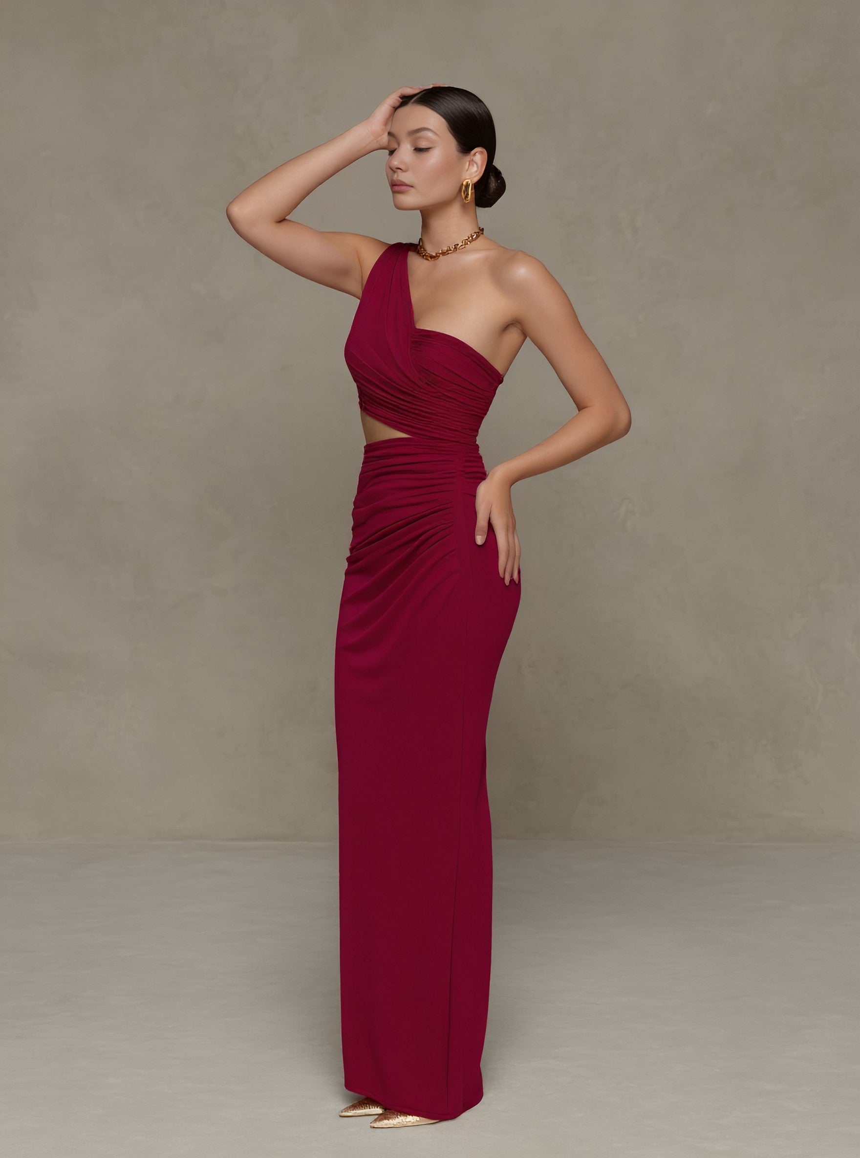 Casual Wrap Dress Tight Fit Sleeveless Asymmetrical Shoulder Design Mid-Length A-Line Skirt Style Women's Fashion Dress