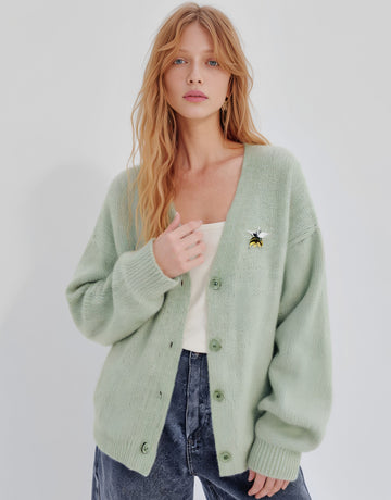 Winter Cardigan Loose Fit Long Sleeve Straight Tube Sleeve Casual Style Regular Length Women's Open-Shirt