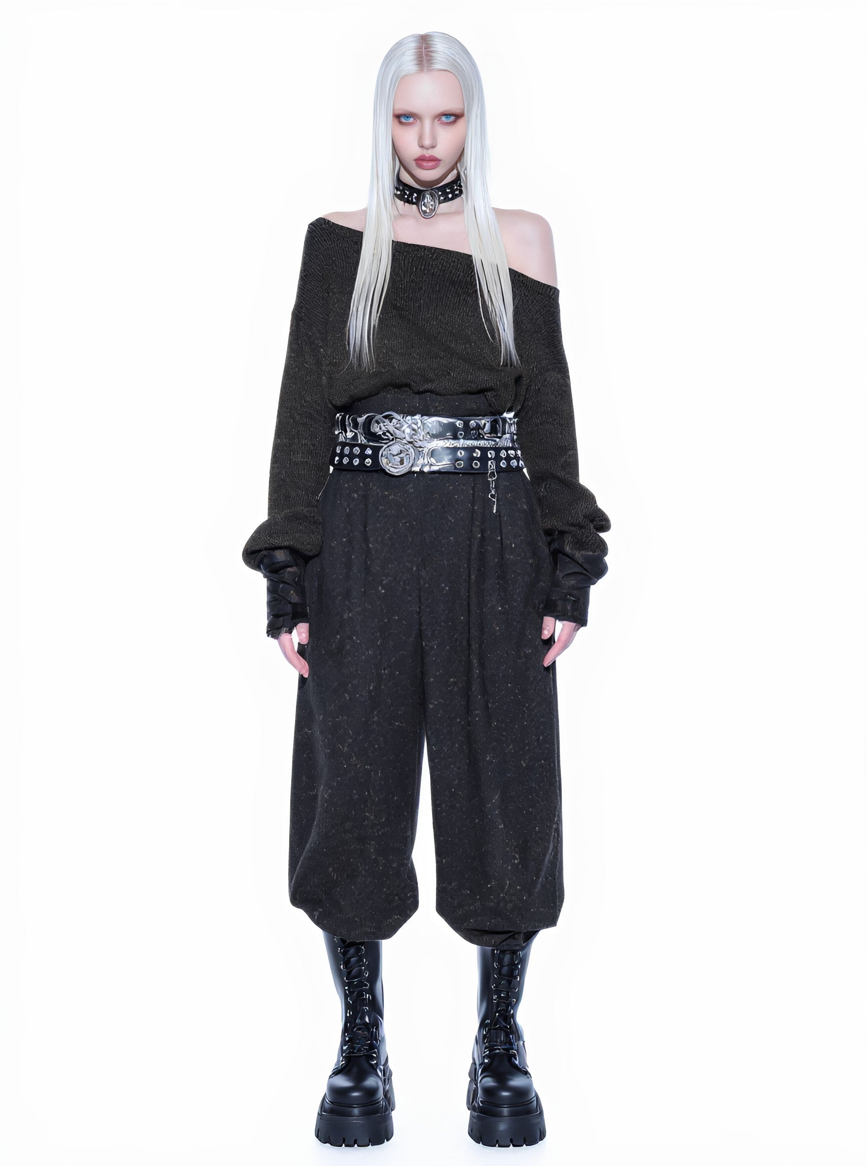 Loose Fit Casual Long Sleeve Sweater Straight Tube Sleeve Asymmetrical Shoulder Collar Regular Length Women's Top