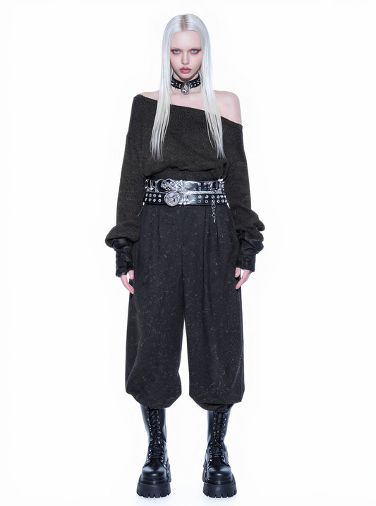 Loose Fit Casual Long Sleeve Sweater Straight Tube Sleeve Asymmetrical Shoulder Collar Regular Length Women's Top