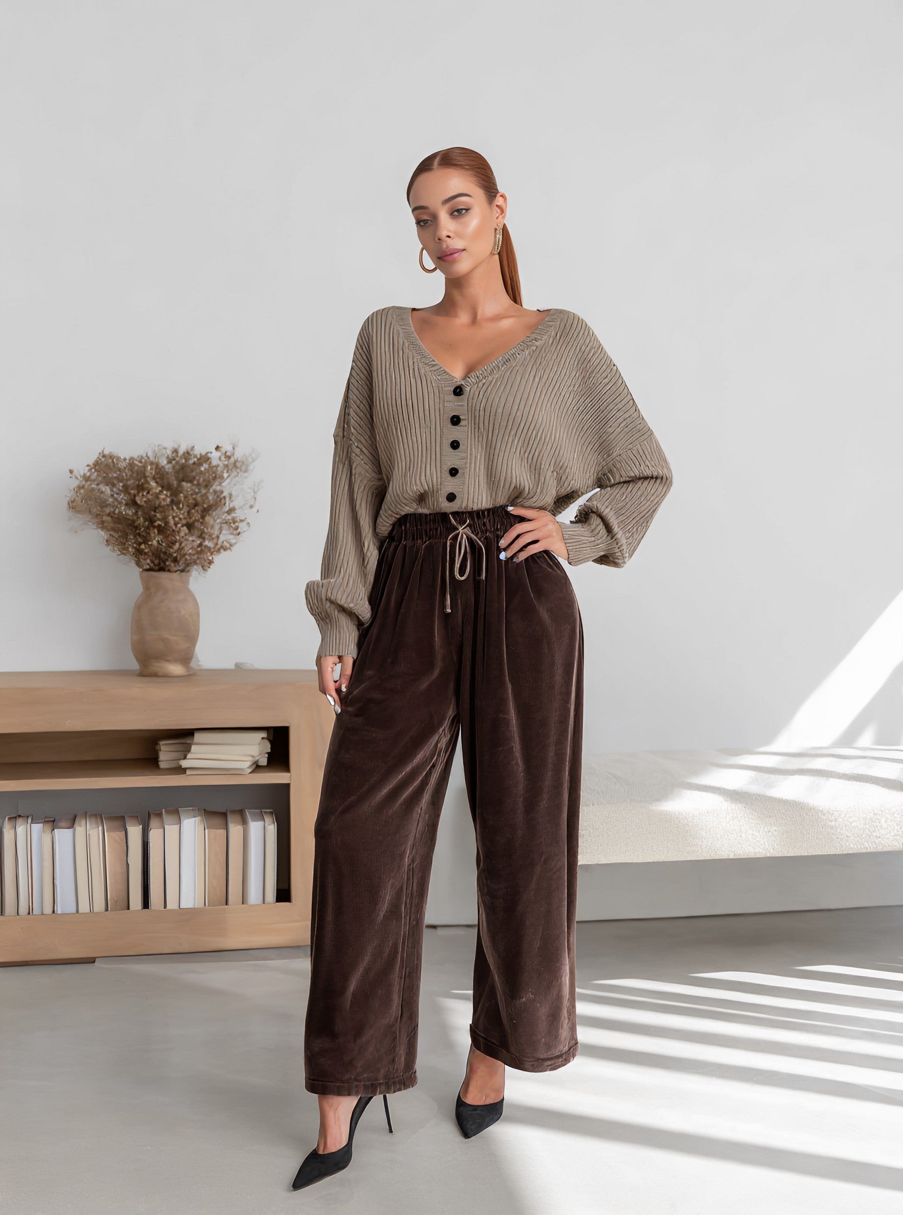 Casual Loose Long Straight Leg Pants Mid Waist Trousers For Women Autumn Fashion Comfortable Fit Full Length Fashionable