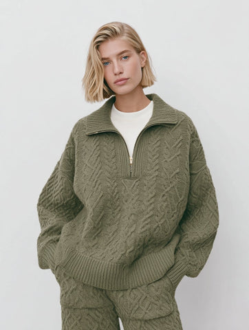 Loose Fit Long Sleeve Sweater Winter Clothes Casual Style Turn-down Collar Straight Tube Sleeves Regular Length Top For Women