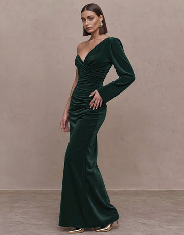 Autumn Asymmetrical Tight Fish Tail Gown With Lamb Sleeve Long Dragging Casual Style Women's Dress Fashionable Elegant