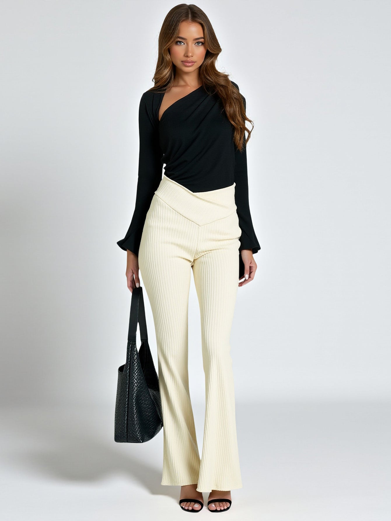 Trendy Women's Long Knitted Micro-Sweatpants V-Shaped Waist Hip Lifting European And American Style for Autumn Winter