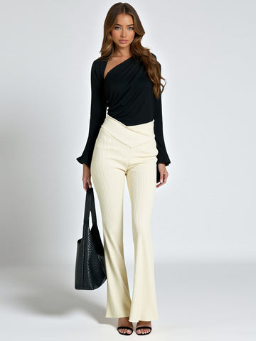 Trendy Women's Long Knitted Micro-Sweatpants V-Shaped Waist Hip Lifting European And American Style for Autumn Winter