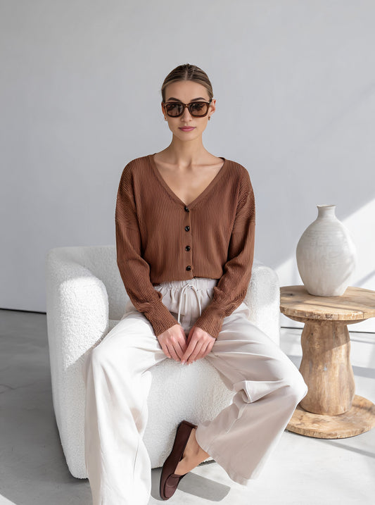 Casual V-Neck Woolen Coat For Autumn Women's Fashion Outerwear Comfortable Soft Material Trendy Style