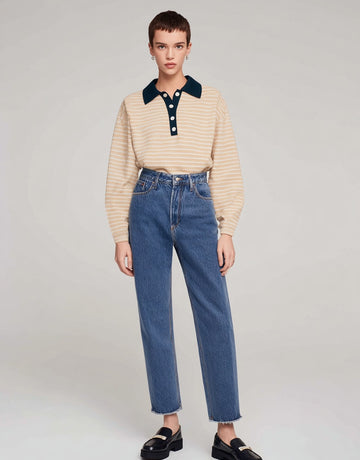 Women's T-Shirts Autumn Winter Fashion Daily 2025 Unique Stylish Striped Long Sleeve POLO Neck Casual T-Shirts