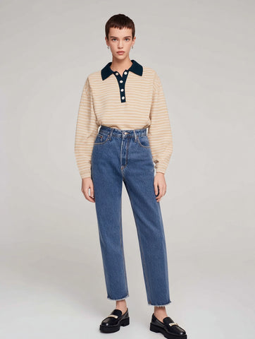 Women's T-Shirts Autumn Winter Fashion Daily 2025 Unique Stylish Striped Long Sleeve POLO Neck Casual T-Shirts