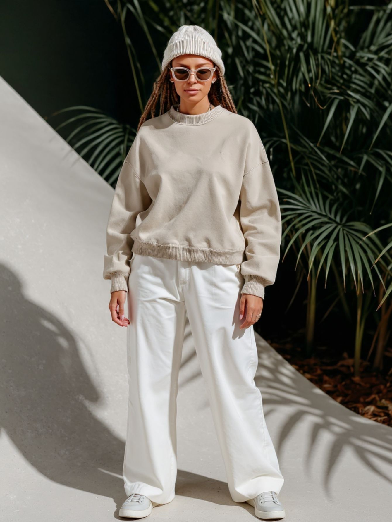 Women's Autumn Winter Pullover Simple Minimalism Solid Color Drop-Shoulder Sleeve Crew Neck Daily Pullover