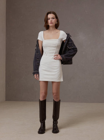 Women's 2025 Casual Summer Dresses Short Sleeve Square Neck Plain Mini Daily Regular Fit Dresses