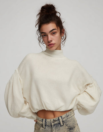 Loose Long Sleeve High Neck Sweater Spring Dress Autumn Casual Style Comfortable Fit Straight Tube Sleeve Regular Length