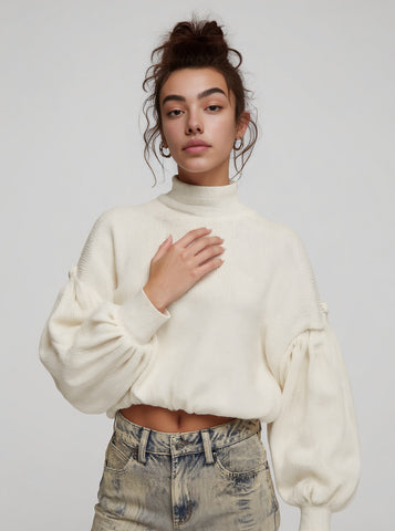 Loose Long Sleeve High Neck Sweater Spring Dress Autumn Casual Style Comfortable Fit Straight Tube Sleeve Regular Length