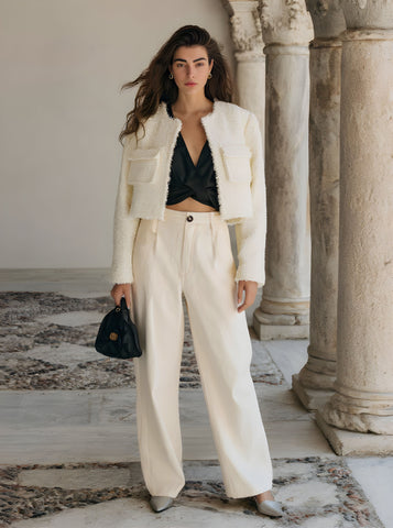 Women's Pants 2025 All Season Fashion Simple Office Lady Solid Color Natural Waist Full Length Casual Straight Pants