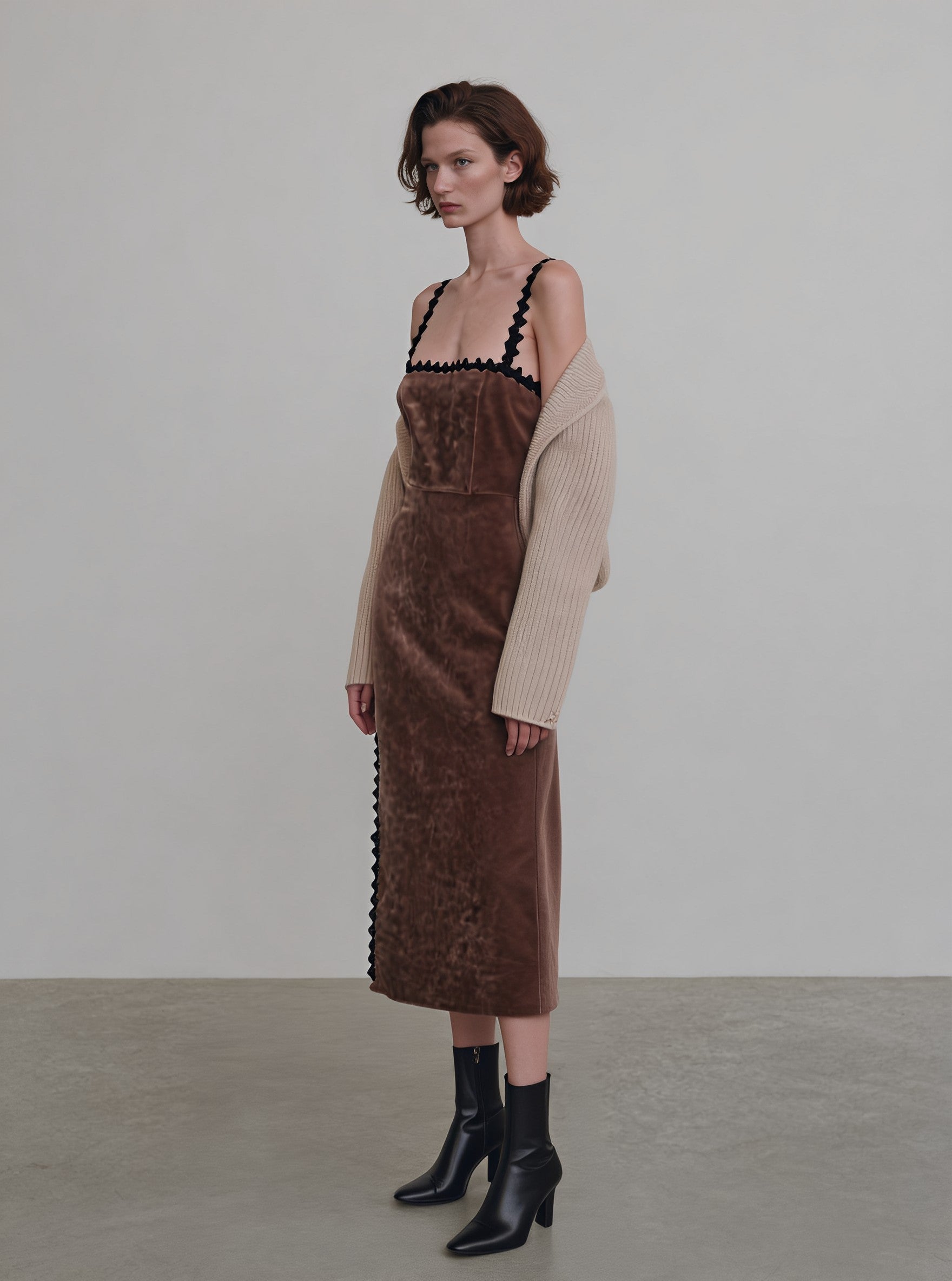 Autumn Tight Fit Wrap Dress Casual Style Mid-Length Gown With Strap No Collar Skirt Type Women's Fashion Dress