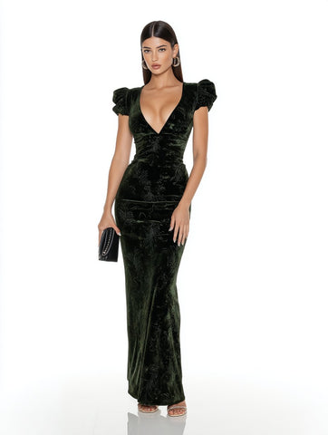 Summer Casual Dress Mid-Length A-Line Skirt V-Neck Straight Sleeve Body-Fitting Women's Clothing Fashion Style