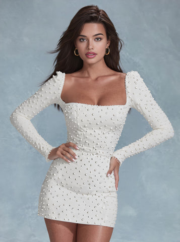 Party Dress Tight Fit Short Skirt Style Square Collar Sleeve Length Straight Autumn Collection Women's Fashion Skirt Dress