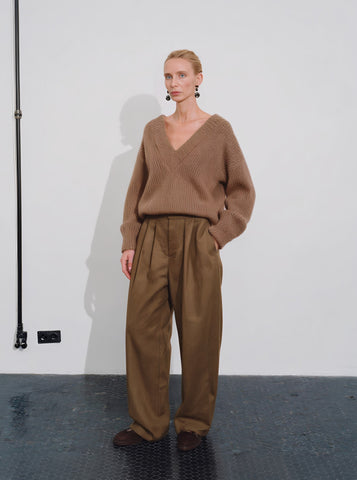 Loose Fit Long Sleeve V-Neck Sweater Winter Casual Wear Standard Length Straight Tube Sleeve Women's Top Fashion Clothes