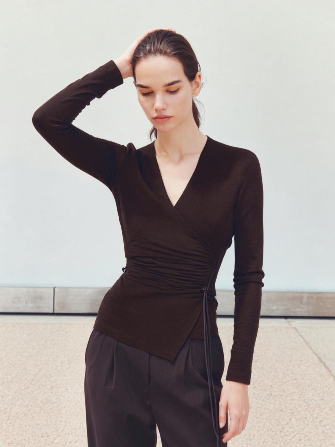 Autumn T-Shirts 2025 Women's Comfortable Plain Long Sleeve V-Neck Skinny Fit Daily Basic T-Shirts