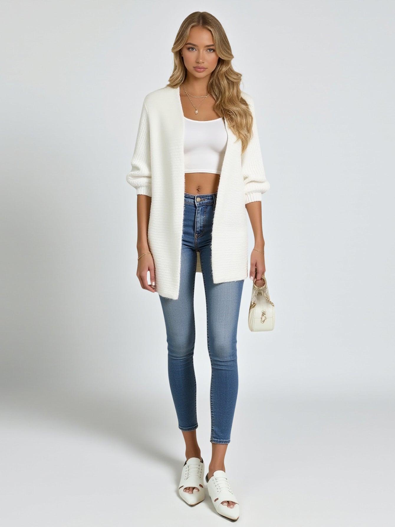 Women's Casual Cardigan Imitation Mink Sweater Jacket European American Style Autumn Winter Woven Shirt