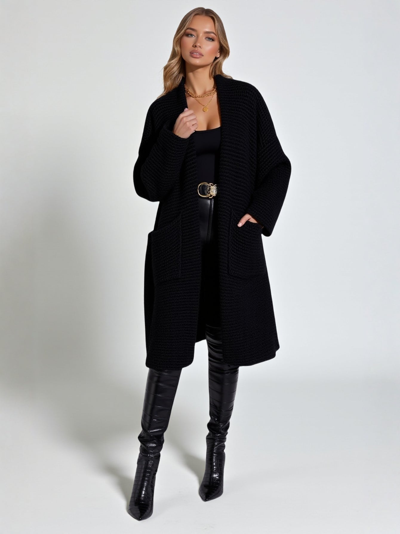 Women's Loose Thick Needle Sweater Cardigan Jacket Autumn Winter New Independent Station European American Export Clothing