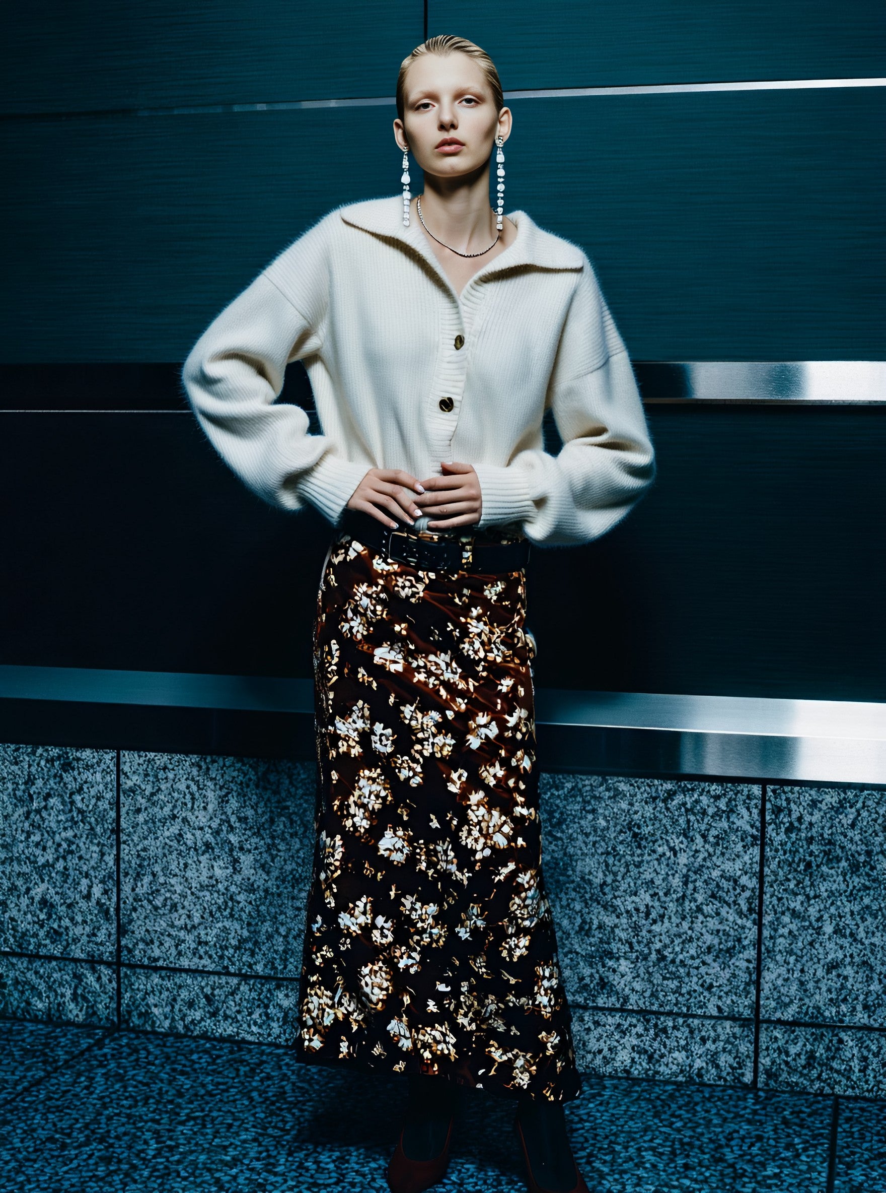 Autumn Cardigan Casual Fit Long Sleeve Straight Tube Cuff Collar Regular Length Women's Open Front Knitwear