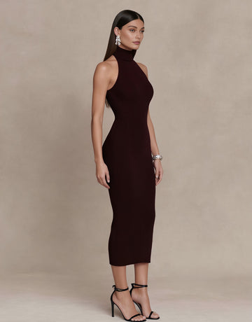 Casual Fitted High Collar Mid-Length Dress Autumn Sleeveless Pencil Skirt Style Women's Fashion Outerwear