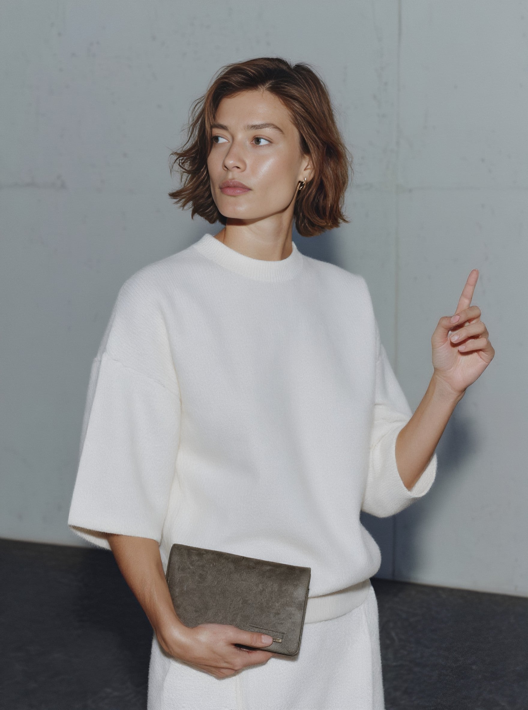 Autumn Sweater Tight Fit Short Sleeve Round Neck Casual Style Regular Length Women's Top Fashion Comfortable Knitwear